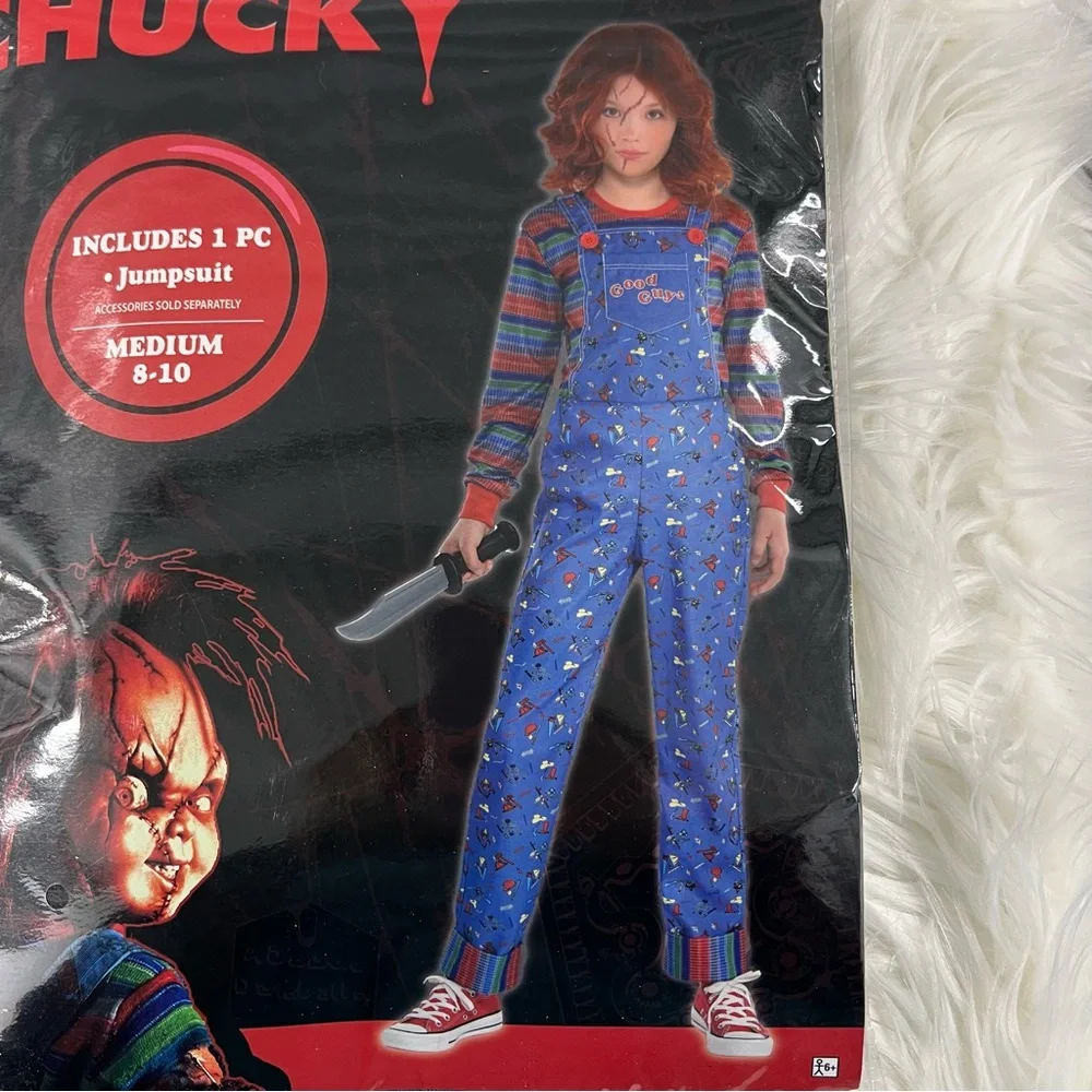 Chucky Kids Costume - Blue Jumpsuit M 8-10 XL 14-16